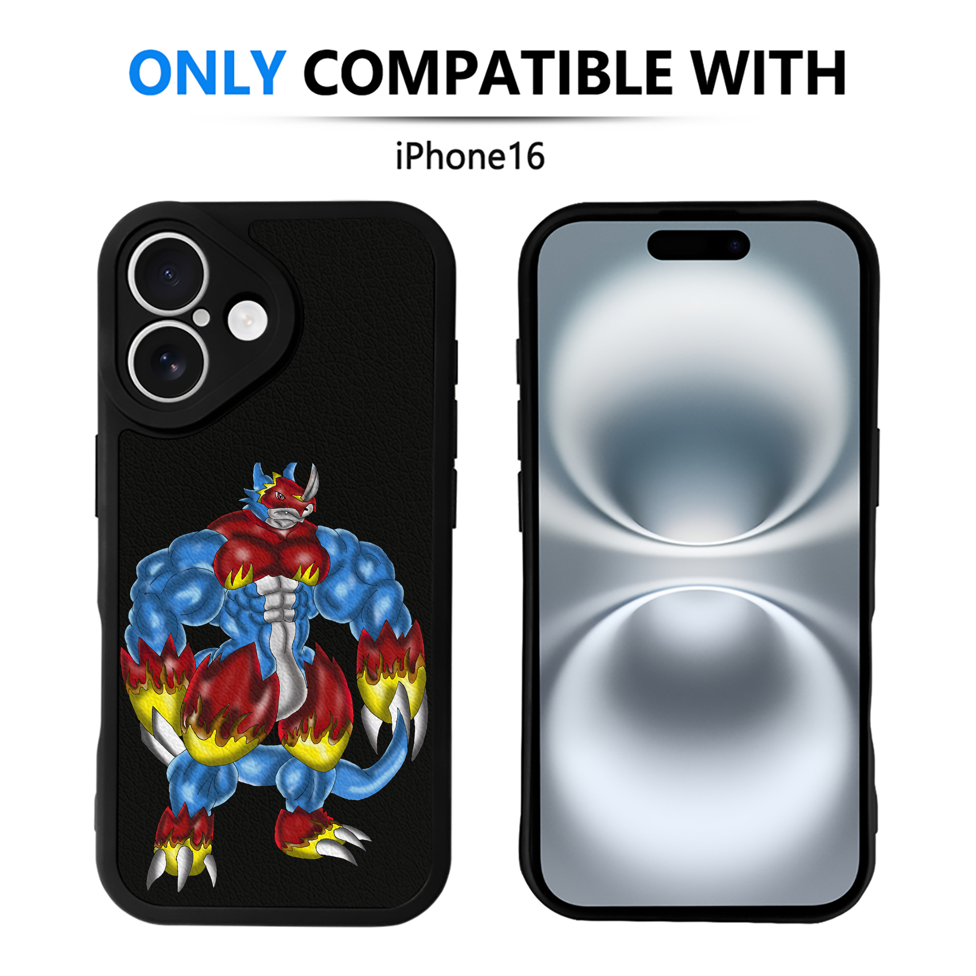 （画像用） Digimon デジタルモンスター/デジモン 【iPhone 16シリーズ対応】シリコンスマホケース（レザー調） 材質：シリコン